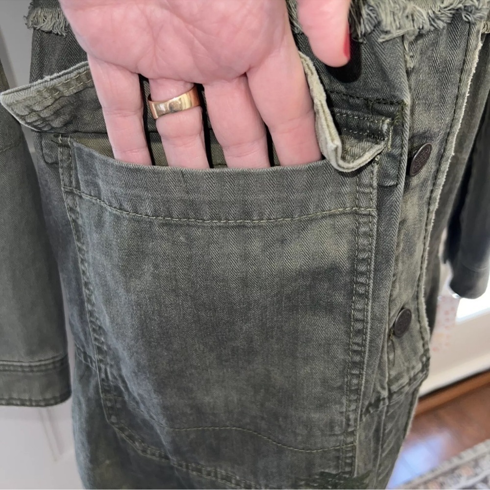 NWT- Free People Forever Free Cotton Tiered Jacket Military Green 💯 Cotton - Picture 7 of 12